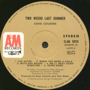 Two Weeks Last Summer Ital side 2 label